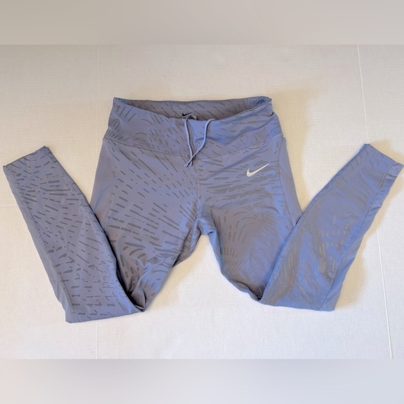 Nike Fast Dri fit running legging tights with reflective streaks in size L. G5 - Picture 3 of 16